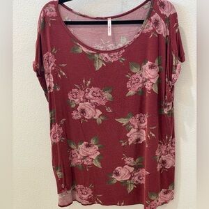 Cool Melon - Floral Burgundy Top